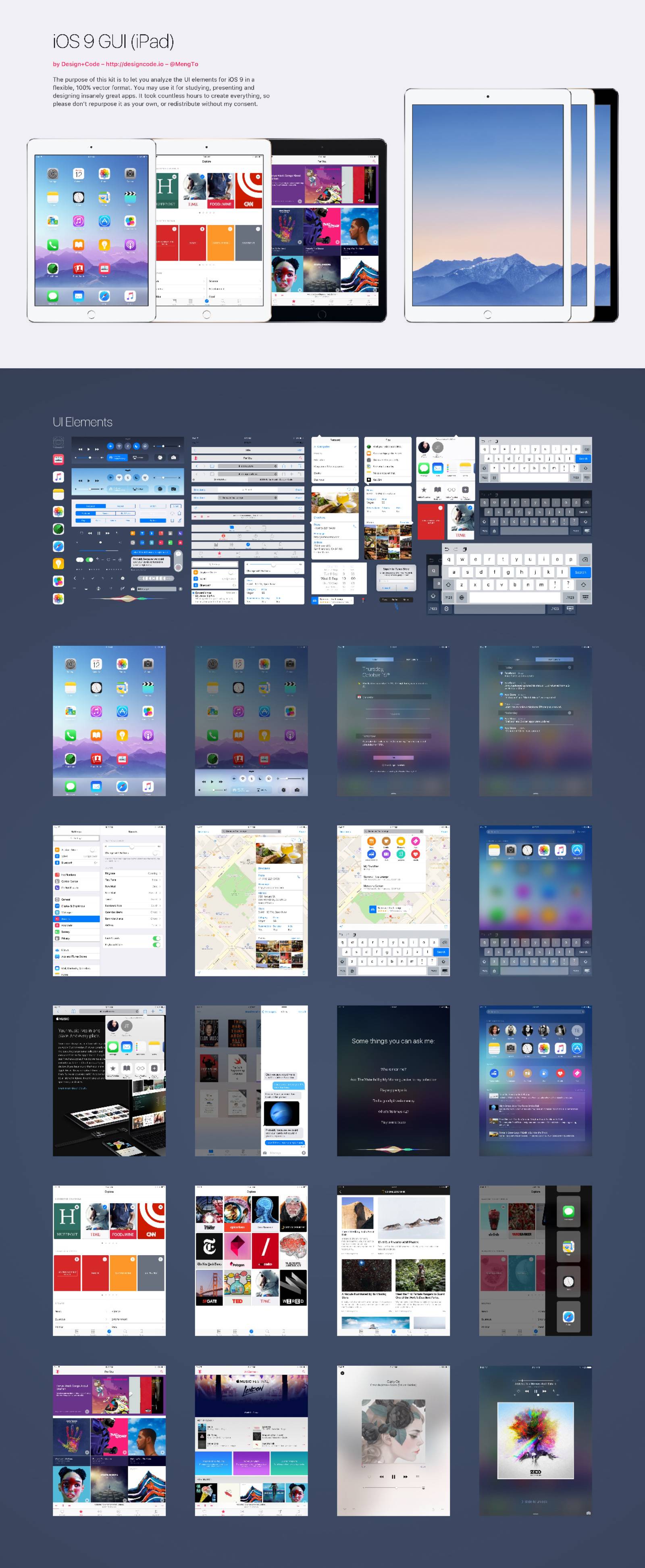 iOS 9 GUI iPad for Sketch